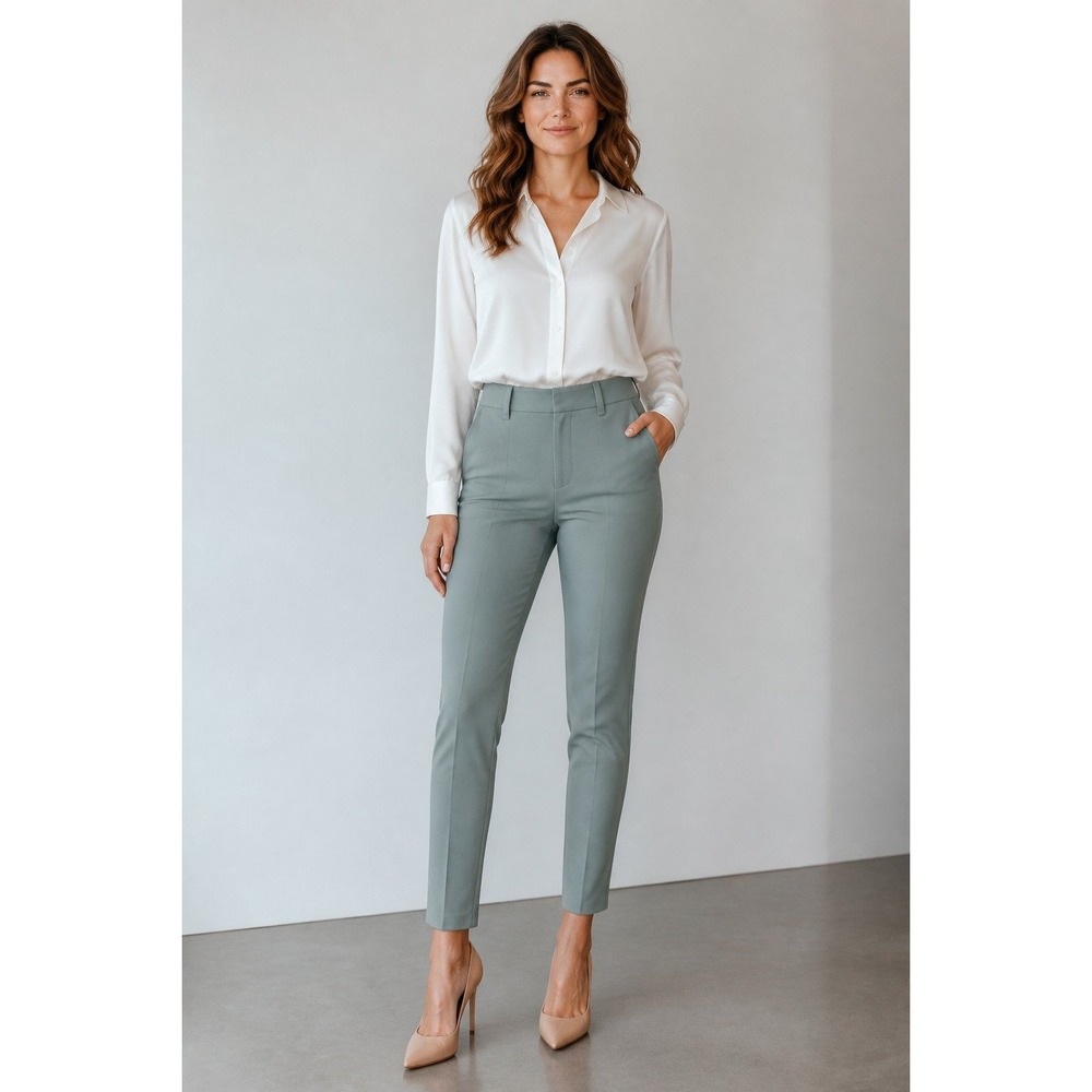 Vince Sage Green Tailored Trousers Cotton Blend Size 6 Corpcore Minimalist